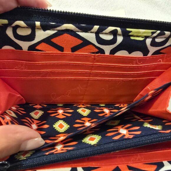 Vera Bradley NEW Wallet Sun Valley Retired Navy Orange Lime Zippered Closure NWT - Picture 10 of 13